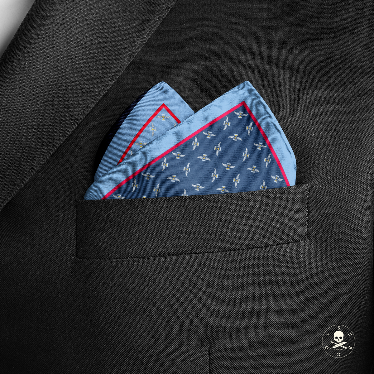 Pocket Square- Blue Gradient- Tempus Fugit