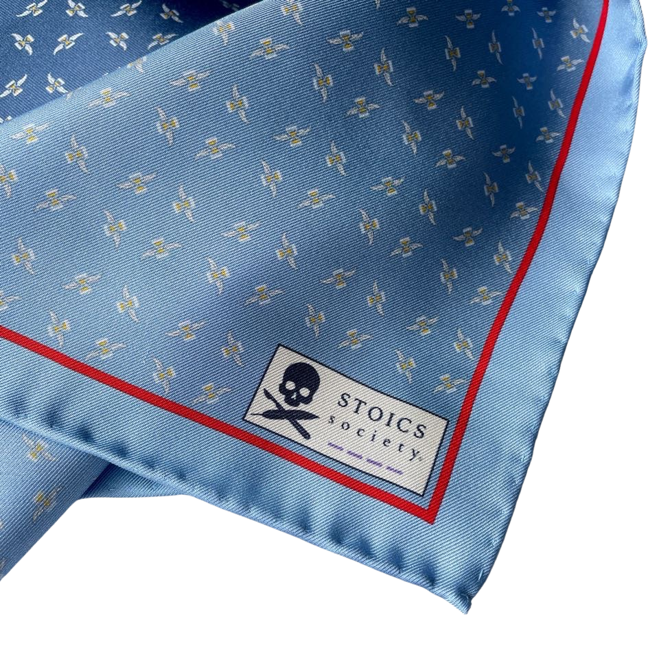 Pocket Square- Blue Gradient- Tempus Fugit