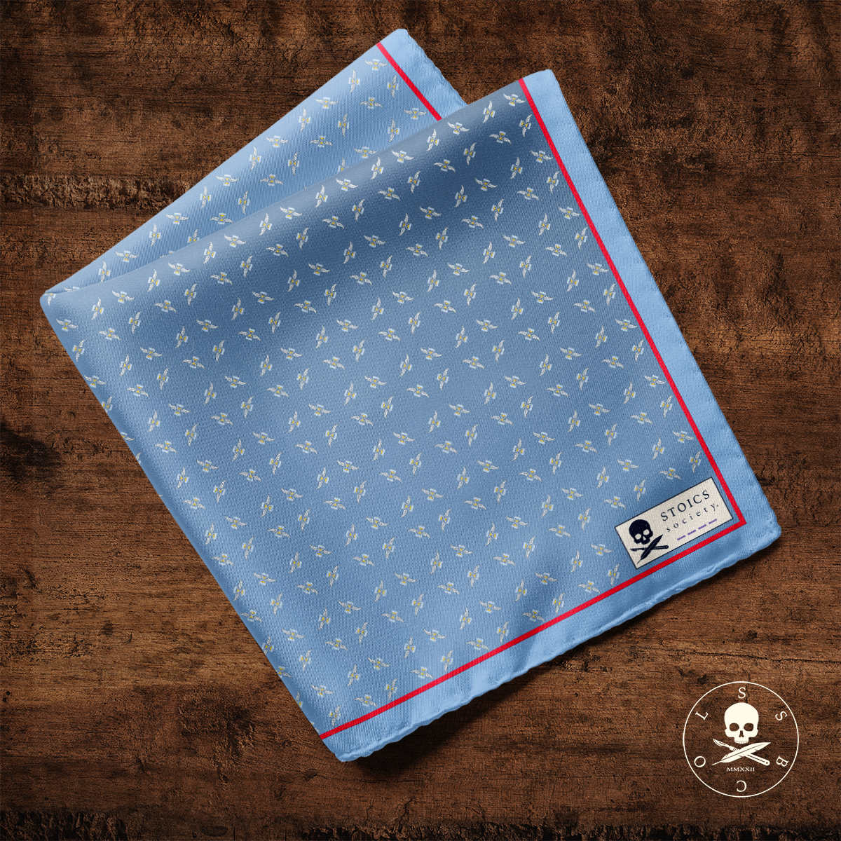 Pocket Square- Blue Gradient- Tempus Fugit